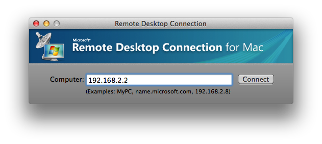 Remote Desktop Connection for Mac startup screenshot.