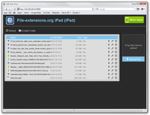 Safari USB Flash Drive web file manager