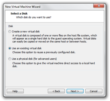 VMware virtual hard disk settings