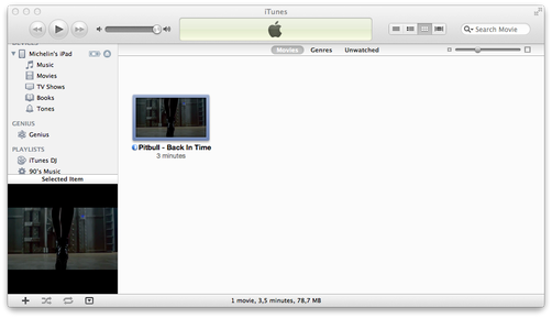 Apple iTunes imported movie