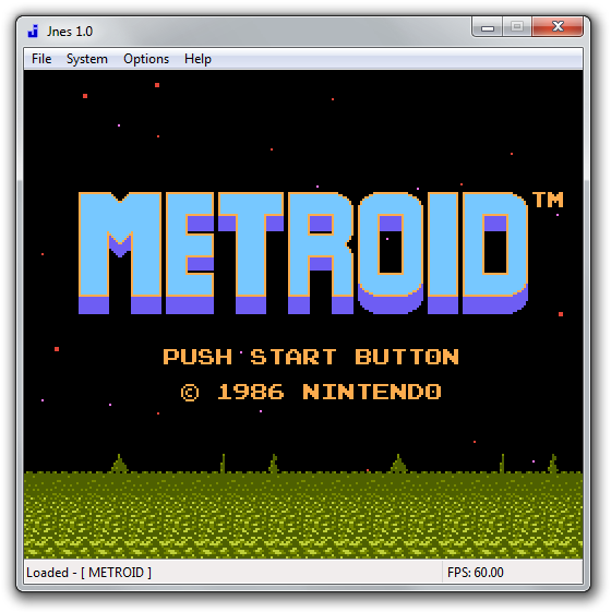 Metroid 1986 emulated in Jnes.