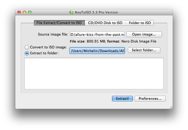 AnyToISO for Mac destination folder