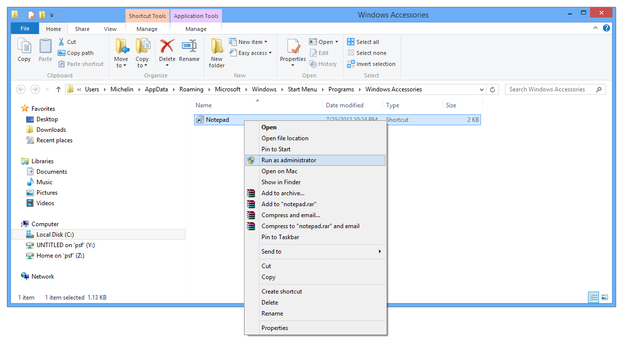 Windows Notepad Run as administrator