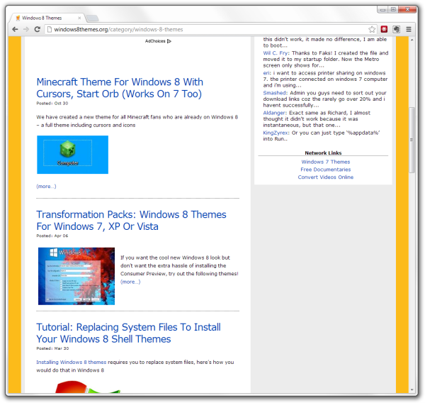 windows8themes.org website screenshot