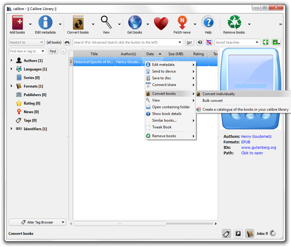 Calibre ebook converting procedure part 1