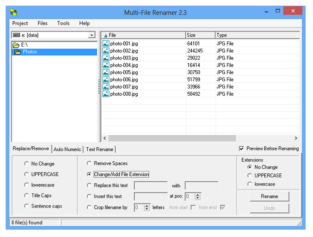 Multi-File Renamer main window