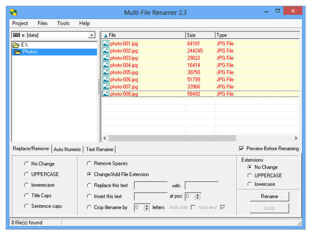 Multi-File Renamer select files