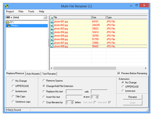 how to change file extension of multiple files at once