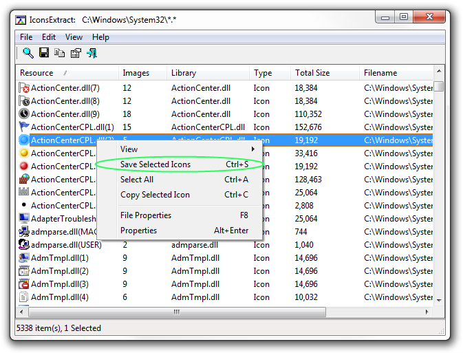 Saving ICO library in IconsExtract