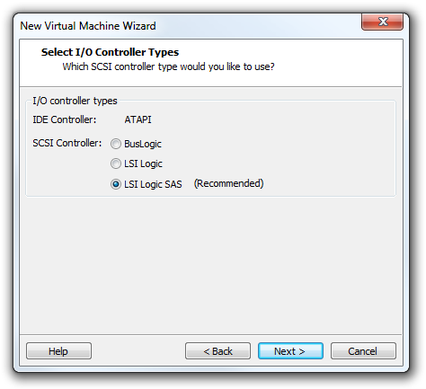 VMware Workstation Virtual Machine Wizard controller settings
