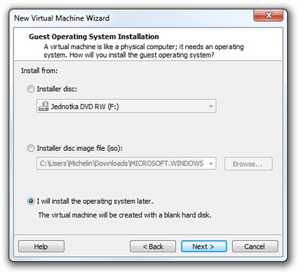 VMware Workstation Virtual Machine Wizard guest OS