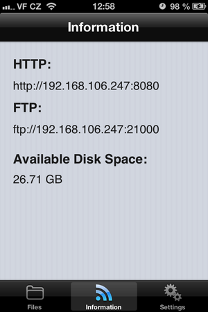 FTP Drive + HTTP Server information