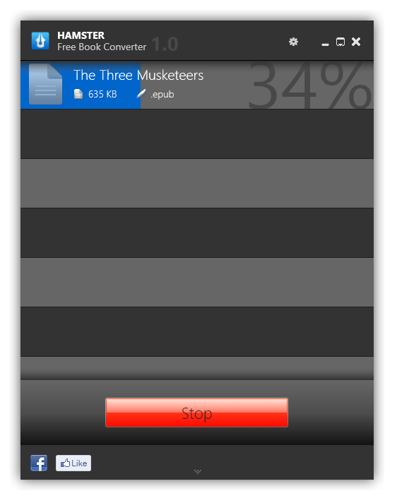 Hamster eBook Converter conversion in progress.