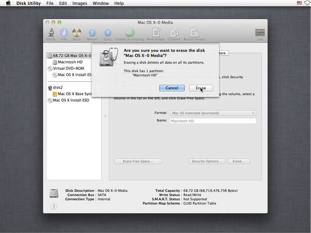 Disk Utility format of SSD disk