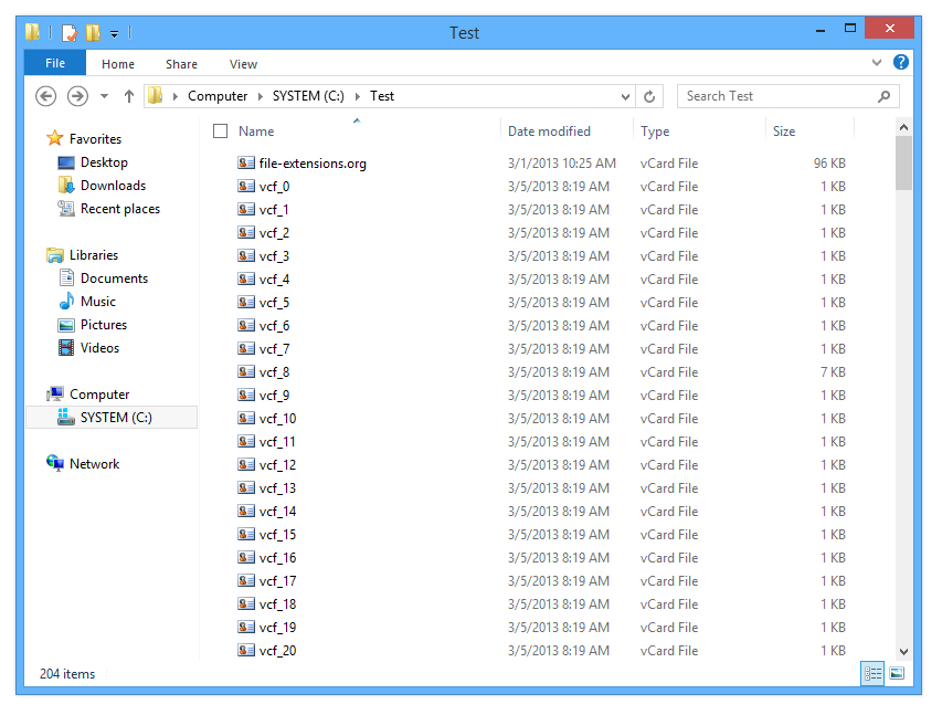 One big VCF file split to individual contacts