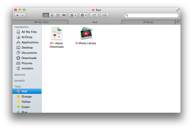 Apple Mac OS X Mavericks Finder Tags