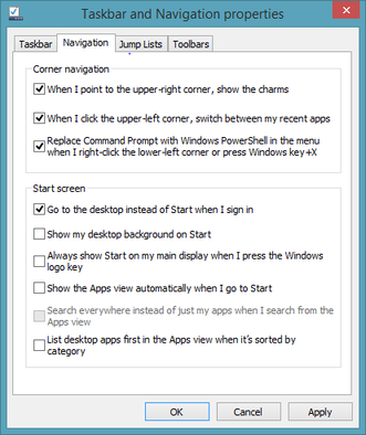 Windows 8.1 Blue boot to desktop settings