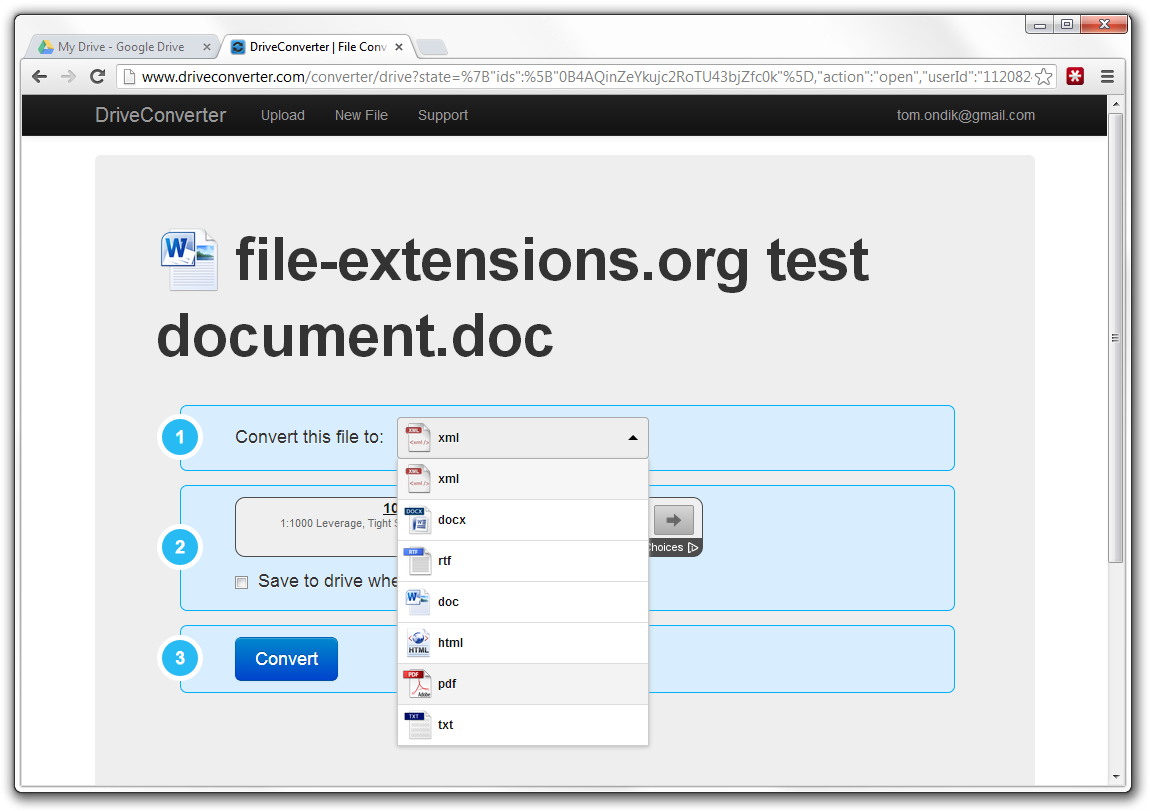 Performing document conversion using DriveConverter in Google Drive part 2