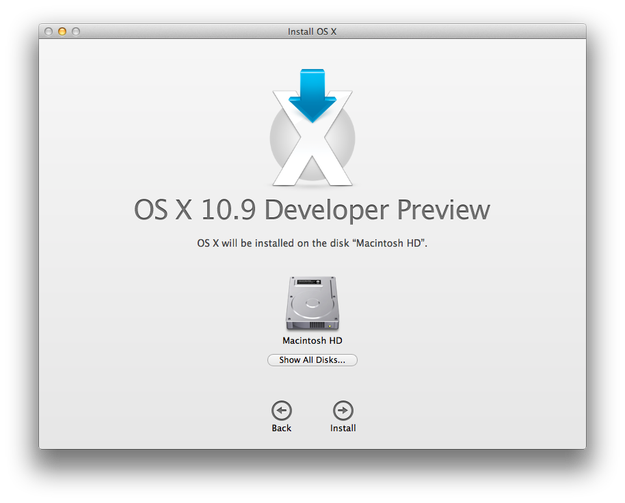 Apple Mac OS X Mavericks installation