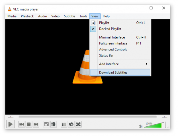 VLC media player Download Subtitles option