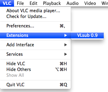 Open VLSub in VLC Player for Mac