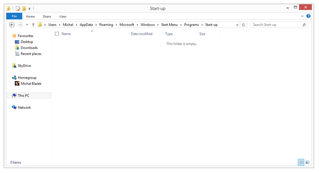 Windows 8 start-up folder
