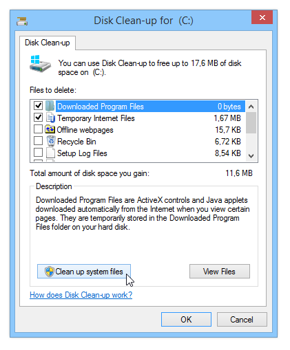 Windows 8 Disk Clean-up system