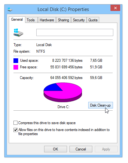 Windows 8 disk clean up