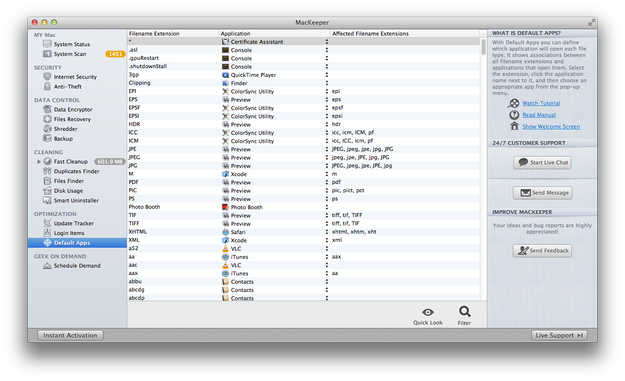 MacKeeper manage default apps
