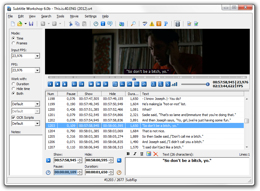 Subtitle Workshop screenshot.