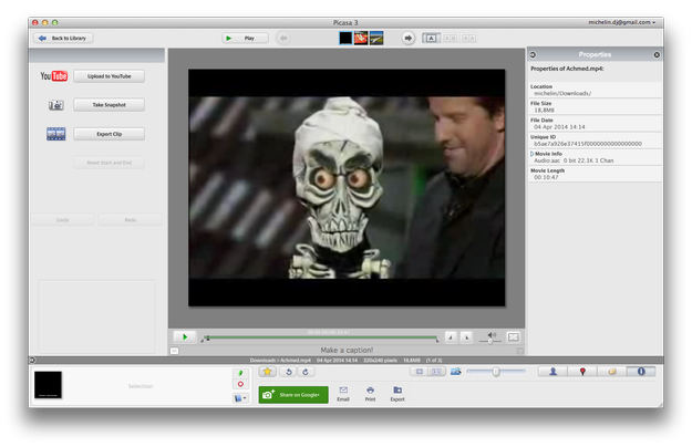 Picasa video editing