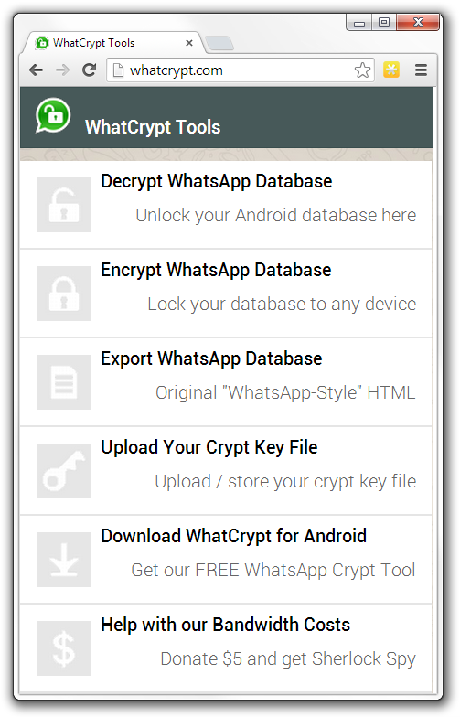 WhatCrypt Tools website