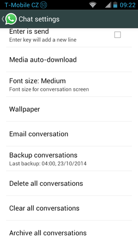 WhatsApp for Android create backup