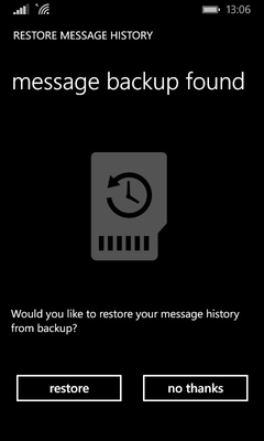 WhatsApp for Windows Phone restore backup