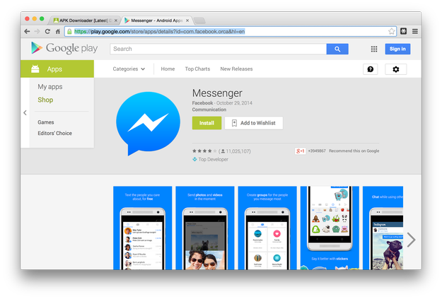 Facebook Messenger for Android on Play store