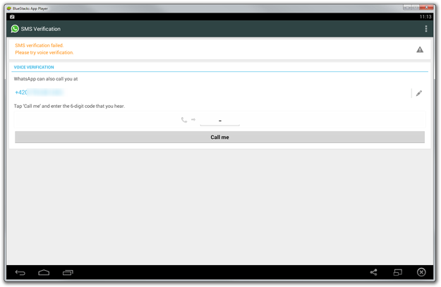 WhatsApp verification with telephone call