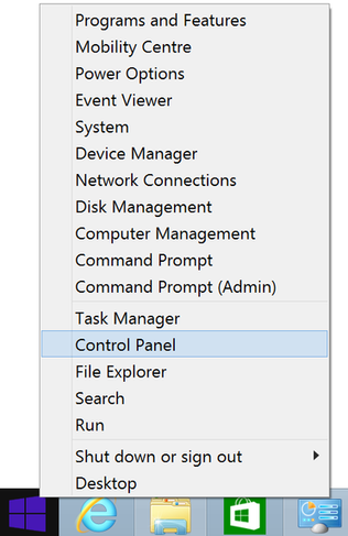 Windows 8.1 control panel option