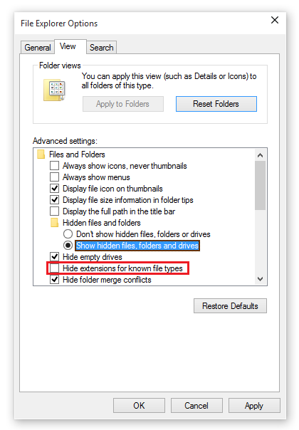 Microsoft Windows 10 File Explorer Options