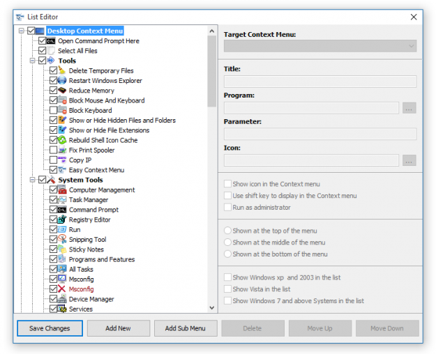 Easy Context Menu List Editor