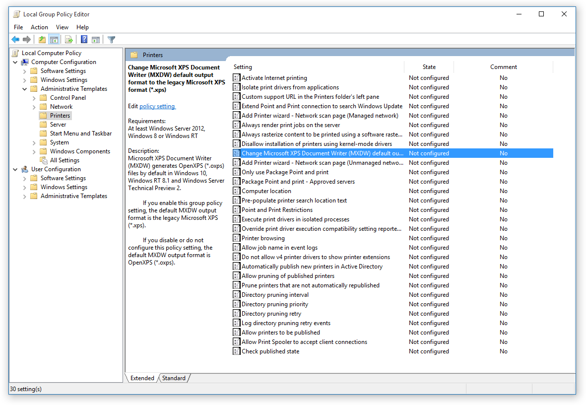 Local Group Policy Editor in Windows 10