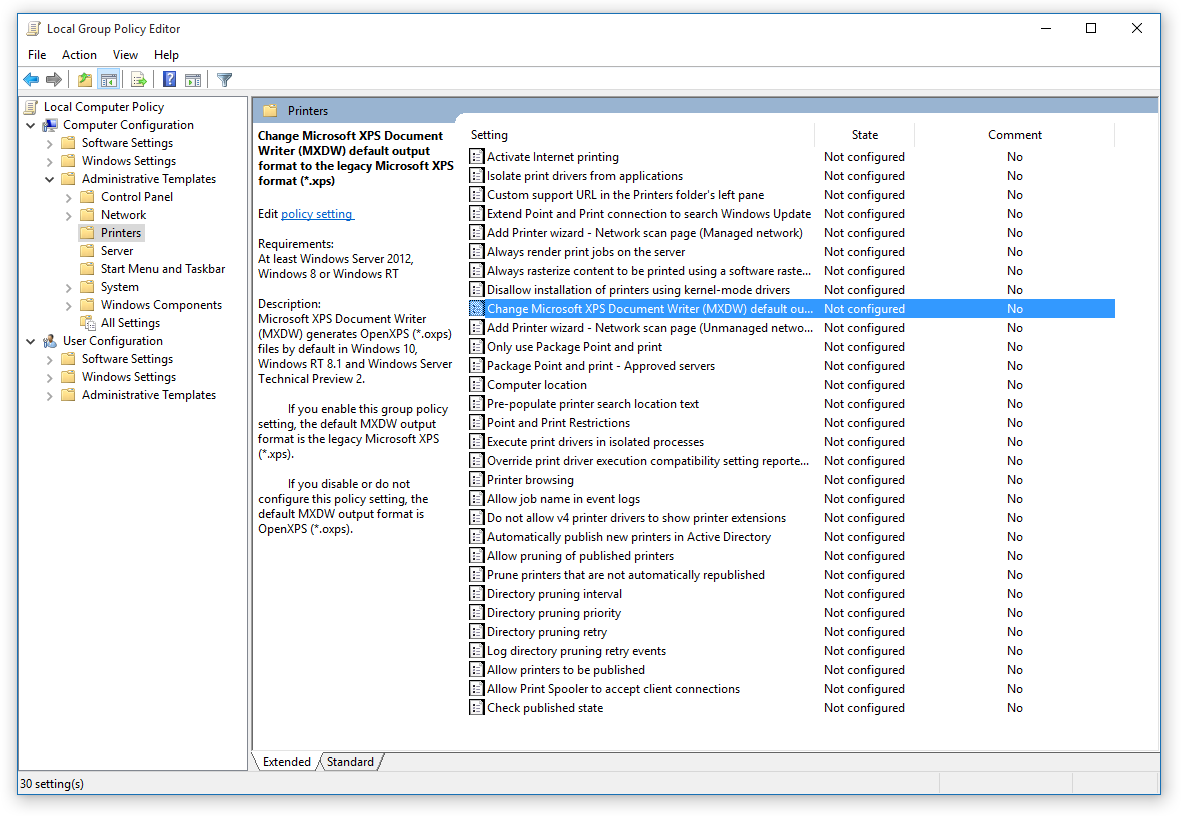 Windows 10 and OXPS documents