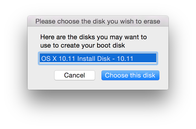 DiskMaker X select USB