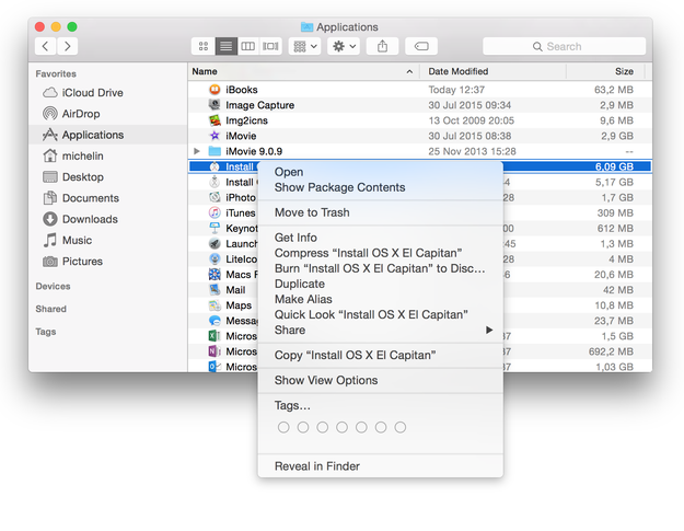 Finder show package content