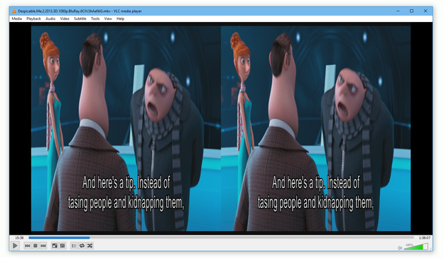 VLC Player 3D subtitles vieweing