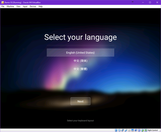 Remix OS select language and input settings