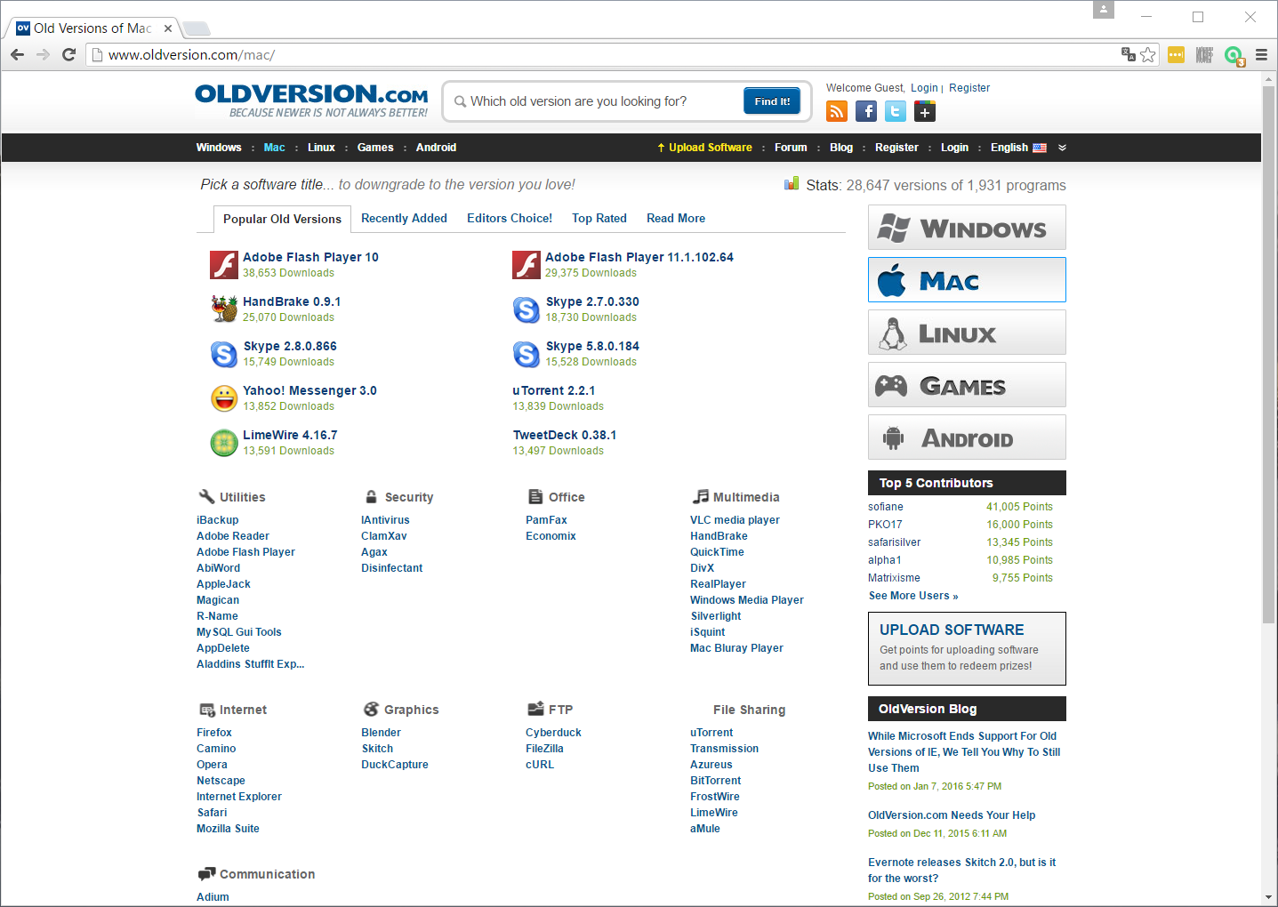 Oldversion.com screenshot
