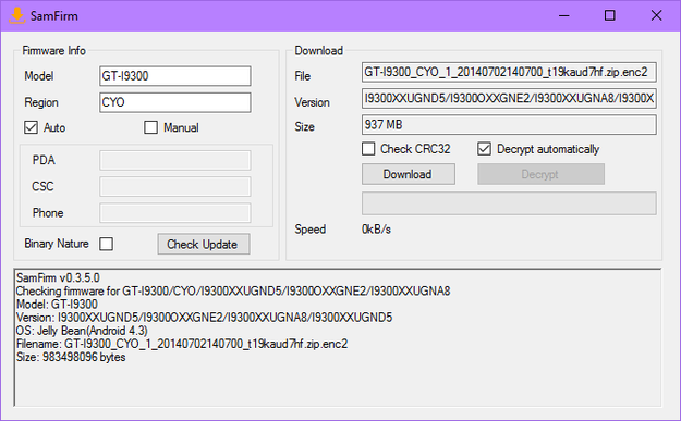 SamFirm check firmware