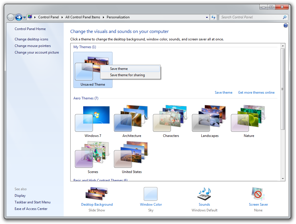 Save Windows 7 theme