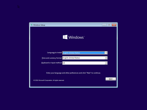 Windows 10 installation