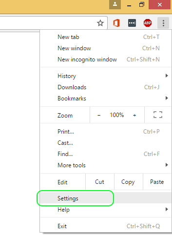 Chrome option menu
